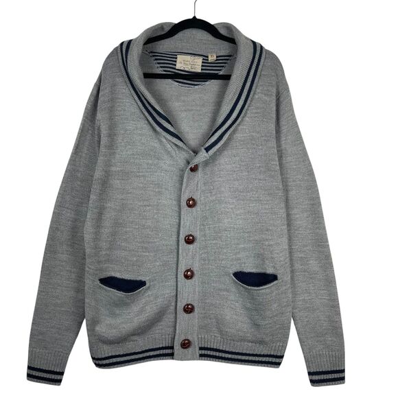 Brave Soul Men’s Knit Cardigan Sweater XL Gray Shawl Collar Button Front Classic - Picture 1 of 9